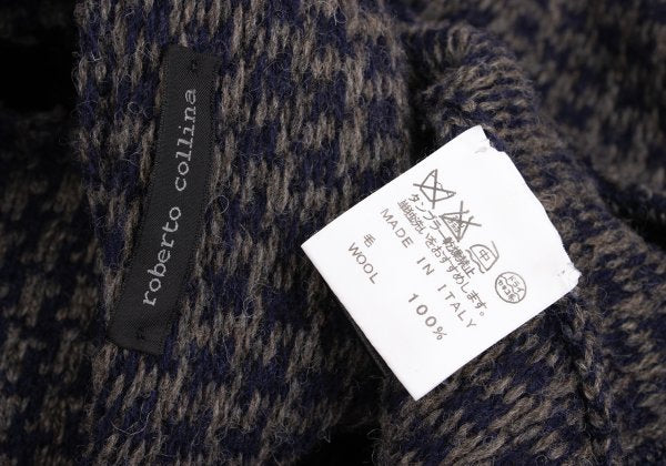 roberto collina Wool Houndstooth Stand Jacket Brown Size 46