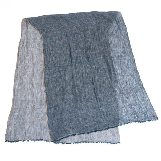 45rpm Fringed Linen Scarf Blue