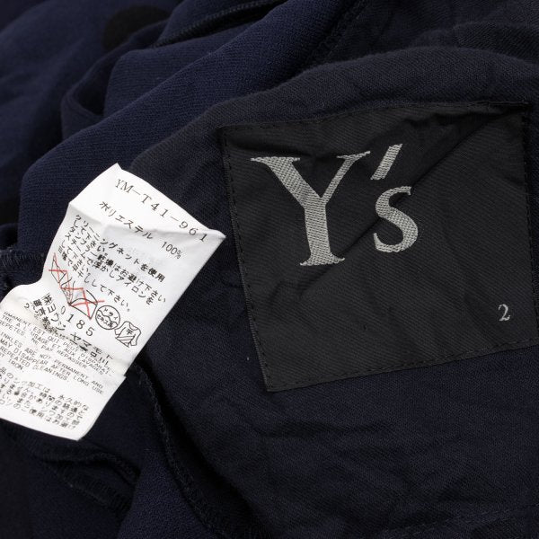 Y's Blue Wrinkle Finish Polka Dot Collarless Jacket Size 2