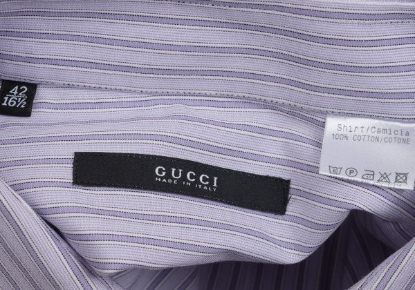 GUCCI Purple Cotton Stripe Shirt Size 42