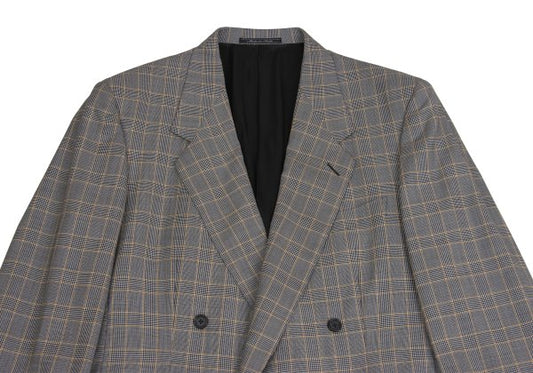 GIANNI VERSACE COUTURE Wool Glen Check Jacket Gray Size XL