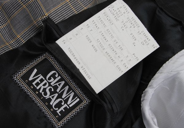 GIANNI VERSACE COUTURE Wool Glen Check Jacket Gray Size XL