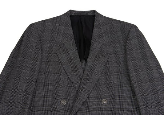GIANNI VERSACE COUTURE Wool Check Double Jacket Gray Size XL