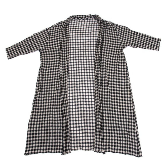 JURGEN LEHL Check Weave Long Cardigan Black & Ivory Size M