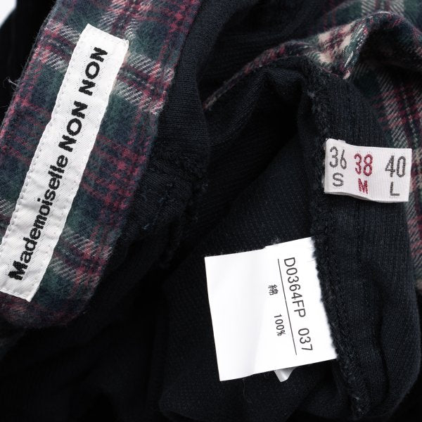 Mademoiselle NON NON Corduroy Checker Pants Navy Size 38M