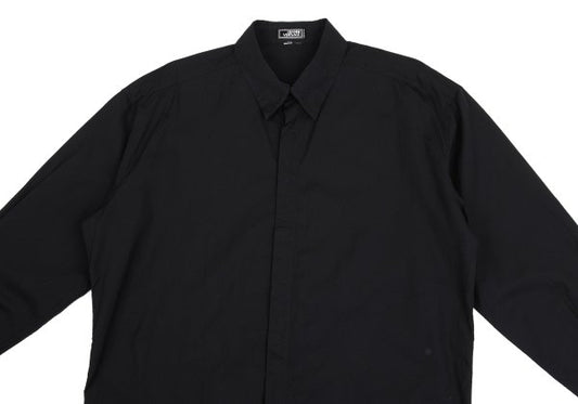 GIANNI VERSACE Honeycomb Weave Fly-Front Shirt Navy Size 54