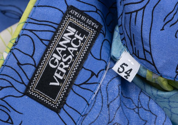GIANNI VERSACE Medusa Print Silk Shirt White Size 54