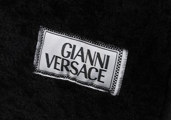 GIANNI VERSACE Black Mouton Boa-Lined Coat Size XL