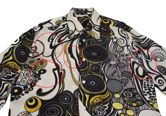 VERSACE Multi Circle Print Polyester Shirt White Size 56