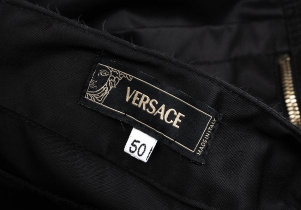 VERSACE Black Nylon & Leather Biker Pants Size L
