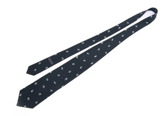 GIORGIO ARMANI Silk Floral Print Tie Navy Green