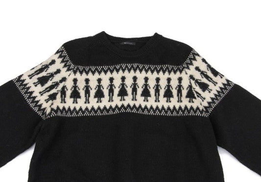 Y's for men Silhouette Jacquard Crew Neck Knit Black Size L