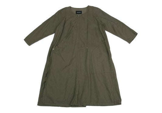 zucca Cotton Blend Snap Button 7-Sleeve Dress Khaki Size M