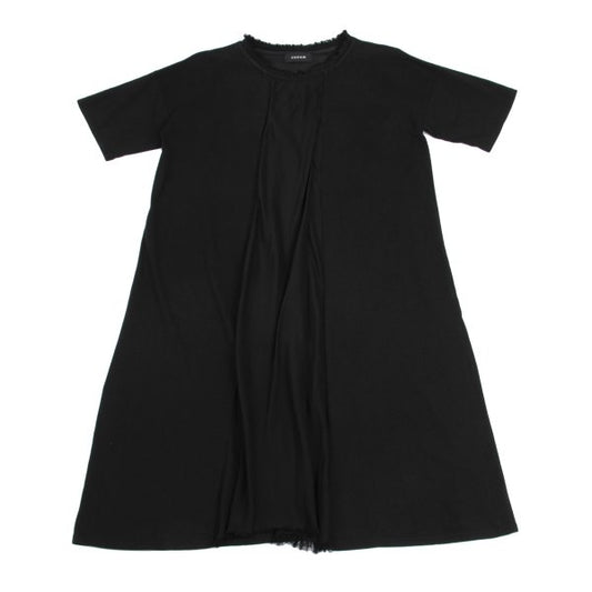 zucca Cotton Raw Edge Front Panel Midi Dress Black Size M
