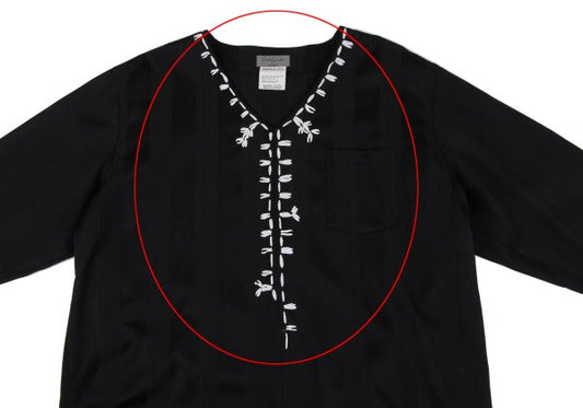 Yohji Yamamoto POUR HOMME Stripe V-Neck Black Size M