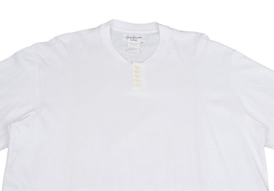 Yohji Yamamoto POUR HOMME Cotton Henley Cut Sew White Size M