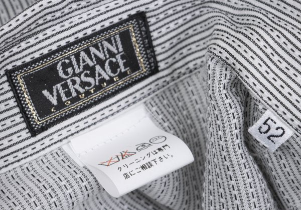 GIANNI VERSACE Pindot Stripe Woven Long Shirt White Size 52