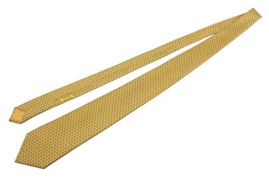 HERMES Silk Patterned Print Tie Yellow