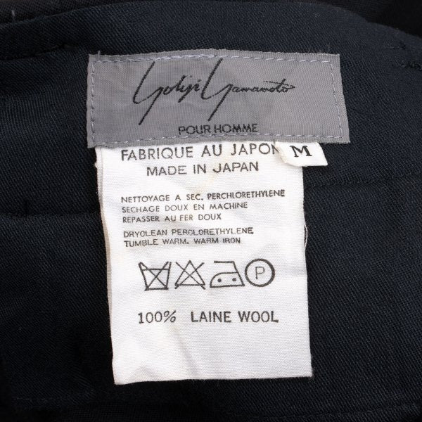 Yohji Yamamoto POUR HOMME Wool Side Pants Black Size M