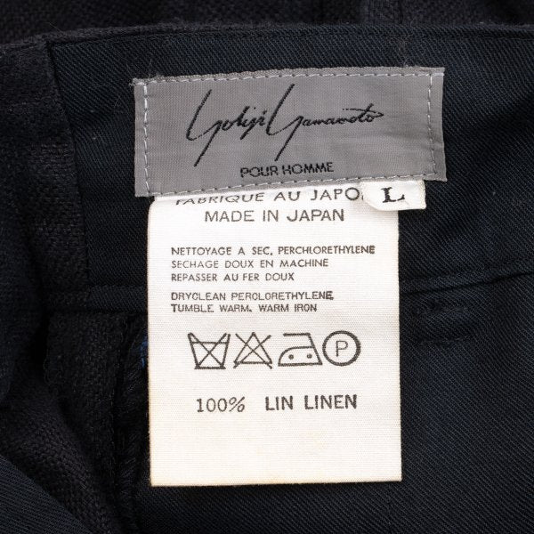 Yohji Yamamoto POUR HOMME Belted Linen Pants Black Size L