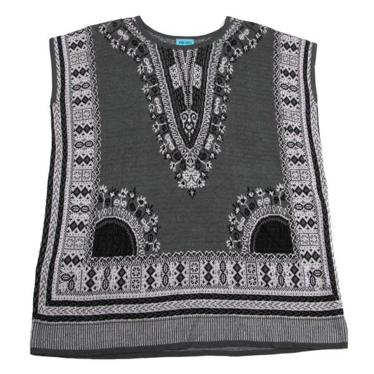 KENZO Acrylic Blend Jacquard Sleeveless Sweater Gray Size M