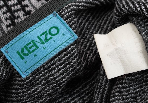 KENZO Acrylic Blend Jacquard Sleeveless Sweater Gray Size M
