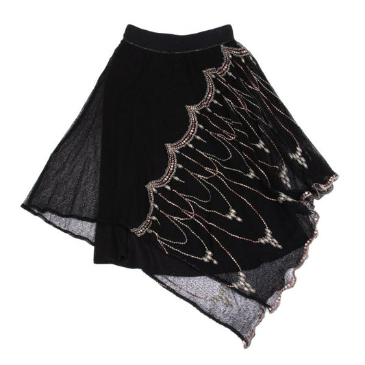 GRACE CLASS Lame Embroidered Layered Skirt Black Size 36