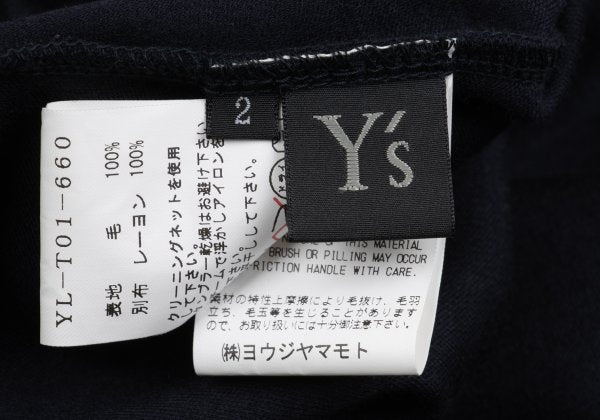 Y's Wool Back Mixed Material Tunic Blouse Size 2