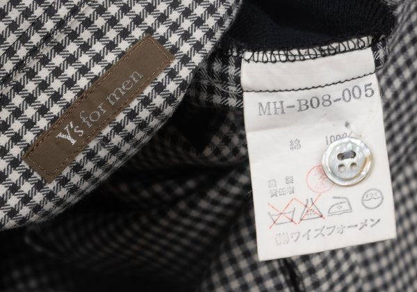 Y's for men Plaid Mixed Material Panel Shirt Black Size M