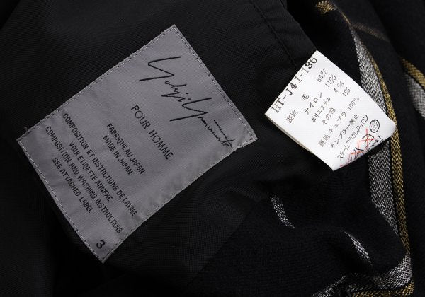 Yohji Yamamoto POUR HOMME Navy Brushed Plaid Jacket Size 3