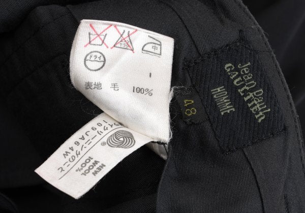 Jean Paul GAULTIER HOMME Wool Tuck Pants Black Size 48