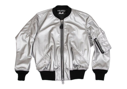 JUNYA WATANABE Metallic Faux Leather Jacket Silver Size S