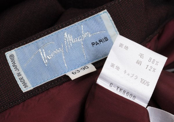 Thierry Mugler Wool Silk Half Wrap Skirt Bordeaux Size 63-90