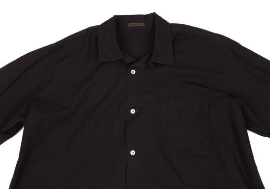 Y's for men Dyed Cotton Open Collar Shirt Dark Brown Size L