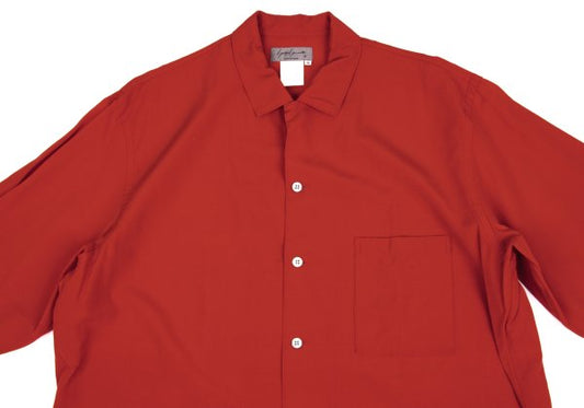 Yohji Yamamoto POUR HOMME Wool Open Collar Shirt Red Size M