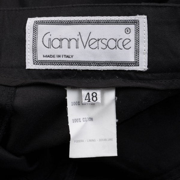 GIANNI VERSACE Black Cotton Tapered Pants Size 48
