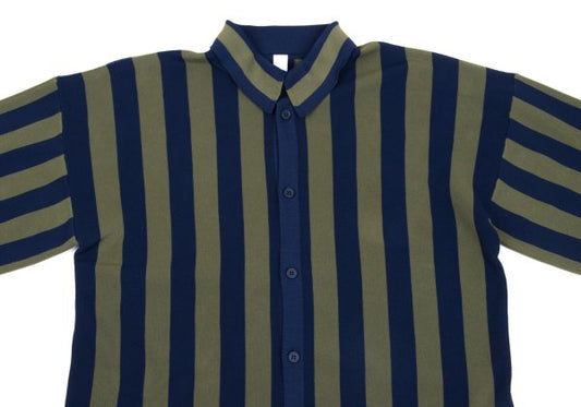 CFCL 24AW Poly Stripe Knit Shirt Navy Khaki Size 3
