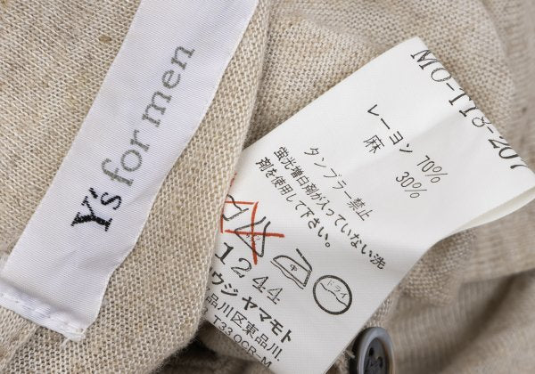 Y's for men Rayon Linen Short Sleeve Polo Shirt Beige Size M