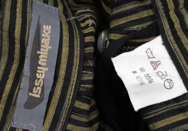 ISSEY MIYAKE Cotton Linen Stripe Back Pants Yellow Size M