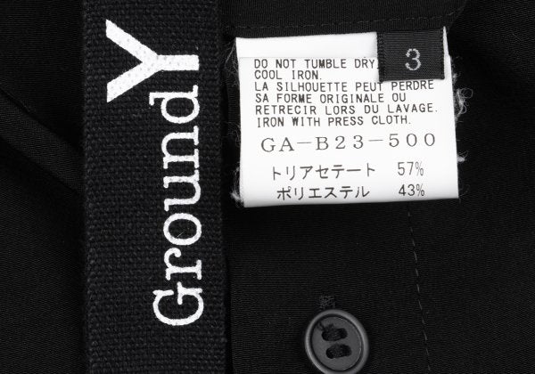 Ground Y Crepe Dechine Double Collar Long Shirt Black Size 3