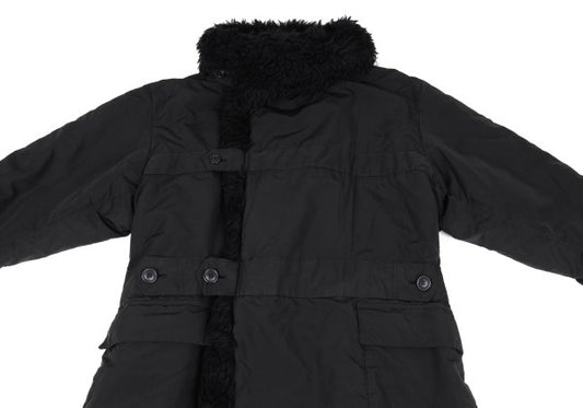 ISSEY MIYAKE MEN Poly Fur Trim Padded Long Coat Black Size M
