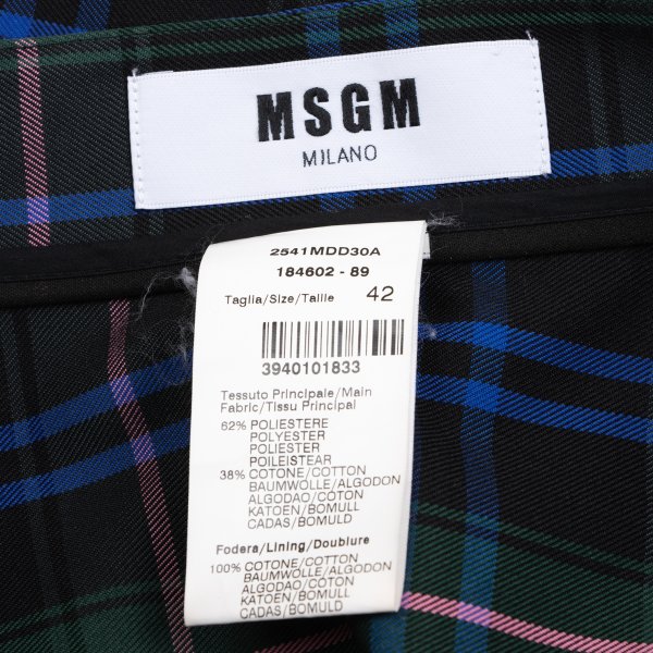 MSGM Tartan Check Belted Midi Skirt Multi Size 42