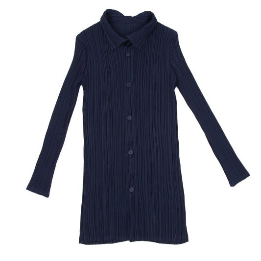 ISSEY MIYAKE Open Collar Pleated Jacket Blue Size 2