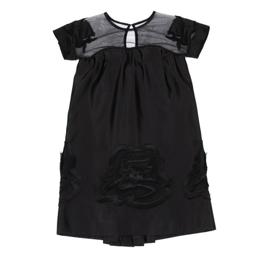 VIVIENNETAM Mesh Panel Letter Tunic Black Blouse