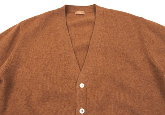 Papas Logo Embroidered Wool Knit Cardigan Brown Size M