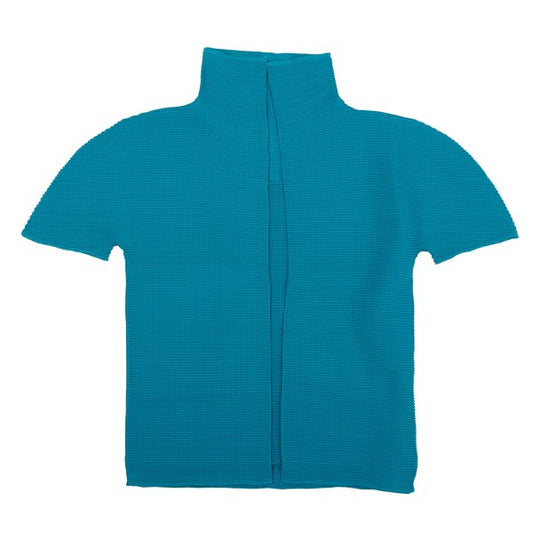 ISSEY MIYAKE me Pleated Layered Polyester Blouse Blue Shirt Size F