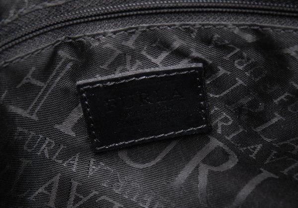FURLA Belt Design Leather Tote Bag Black