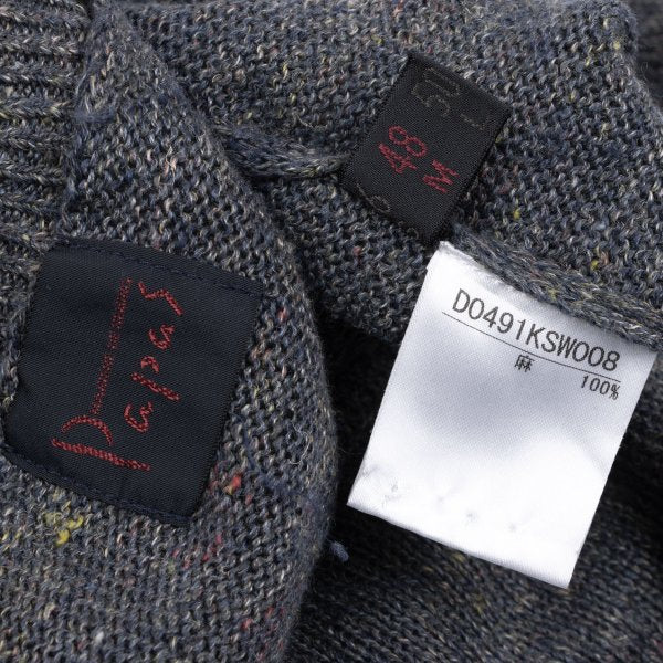 Papas Linen Logo Patch Mix Knit Sweater Gray Size 48M