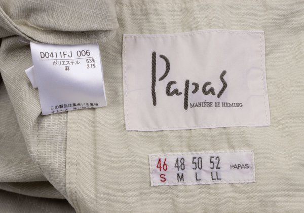 Papas Poly Linen Piping Stretch 3B Jacket Beige Size 46S