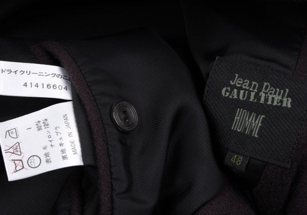 Jean Paul GAULTIER HOMME Bordeaux Wool Lapel Coat Size 48